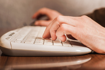 businessman works on the computer. personnel trainingの写真素材