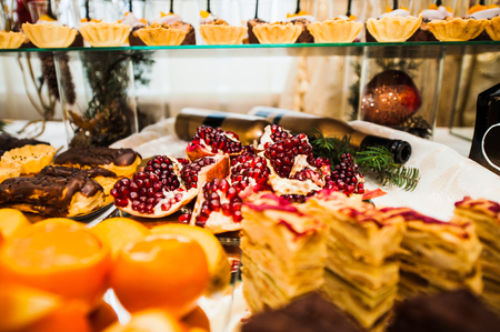 Desserts on a table at a ceremony.Fresh pastriesの写真素材
