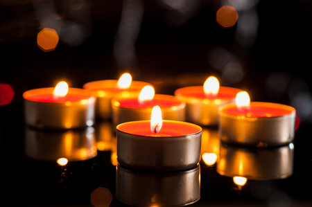 Single lit candles.Candles new year.Valentine candle lights.Valentine candle lights.Valentine's dayの写真素材