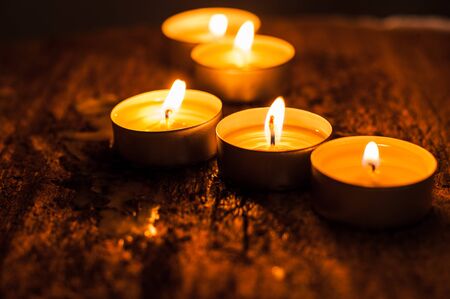 Many burning candles.Candles new year.Valentine candle lights.Valentine candle lights.Valentine's dayの写真素材