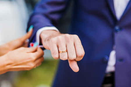 The businessman button clothes.Dress for workの写真素材