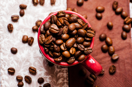 coffee beans.Roasted coffee beans goals.Packaging for coffeeの写真素材