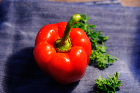Mixed fresh peppers. Fresh sweet pepper,green onion の写真素材
