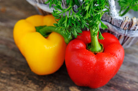 Mixed fresh peppers. Fresh sweet pepper,green onion.Fresh appetizer の写真素材