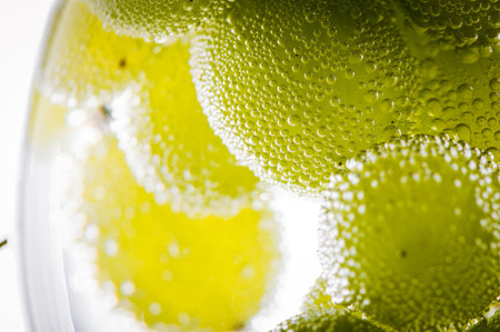 Green grapes in fresh water.