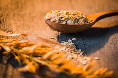 Oatmeal grain on the table.の写真素材