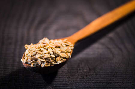 Oatmeal grain on the table.の写真素材