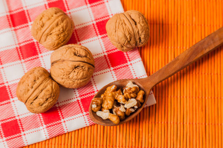 Walnut kernel in a ceramic bowl.