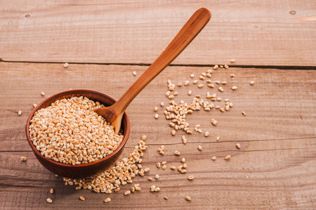 wheat bowl on wooden table