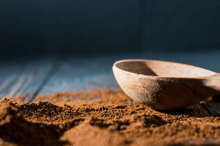 ground coffee beans scattered.の写真素材