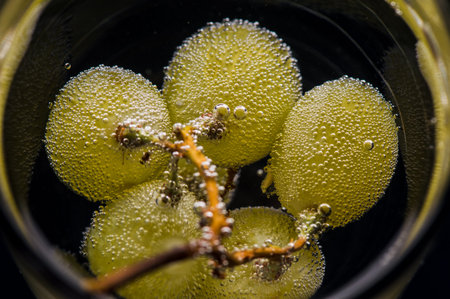 Grape texture in water close-up.