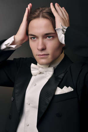 Elegant young man in suit  Fashion menの写真素材