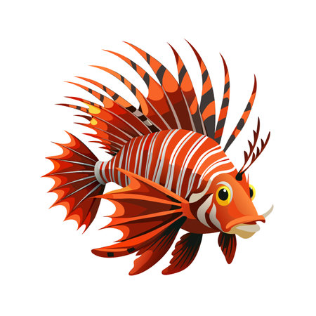 Red tropical fish isolated on white background. Vector illustration in cartoon style.のイラスト素材