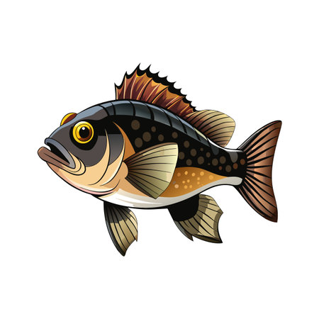 Illustration of a cartoon fish on a white background. Vector illustrationのイラスト素材