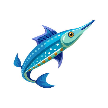 Blue marlin fish isolated on white background. Vector cartoon illustration.のイラスト素材