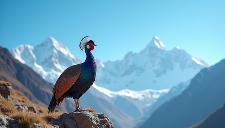 Pheasant on the top of a mountain in the Himalayasの写真素材