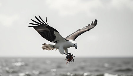 African Fish Eagle (Haliaeetus vocifer) in flight