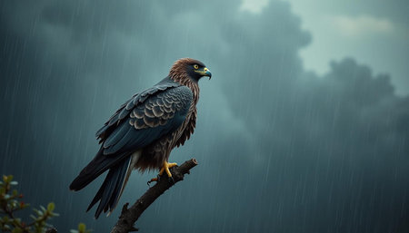 White tailed Eagle (Haliaeetus albicilla) in rainの写真素材
