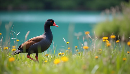 Red-necked greylag goose (Anser indicus)の写真素材