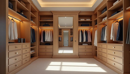 Closet and wardrobe in a modern style. 3d rendering