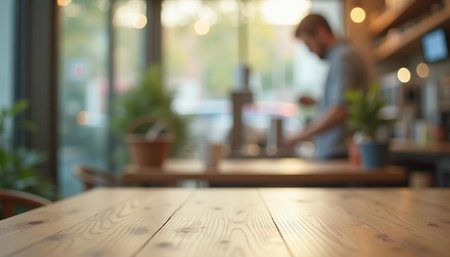 Blurred image of coffee shop and people bokeh background.