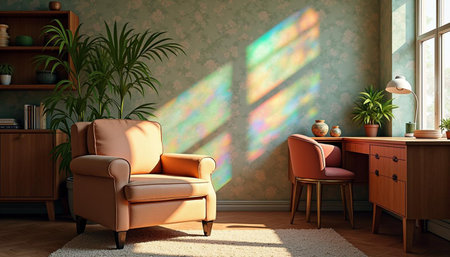 interior with armchair. 3d illustration. Vintage style.の写真素材