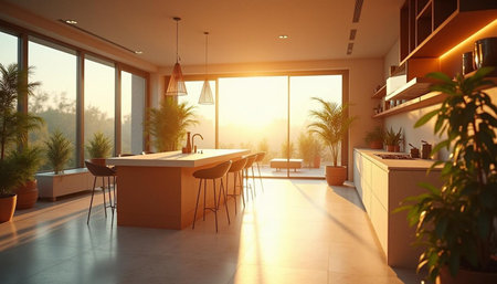 Interior of a modern kitchen in a loft style. 3d renderの写真素材