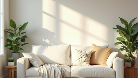 interior with white sofa, 3d render, 3d illustrationの写真素材