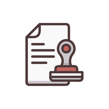 Document and stamp flat color icon. Vector illustration on white background.のイラスト素材