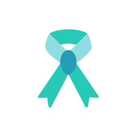 Blue ribbon icon in flat color style. Breast cancer awareness awareness symbolのイラスト素材