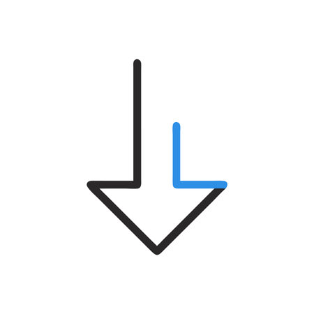 Down arrow icon in flat style. Down arrow vector illustration on white isolated background. Down arrow business concept.のイラスト素材