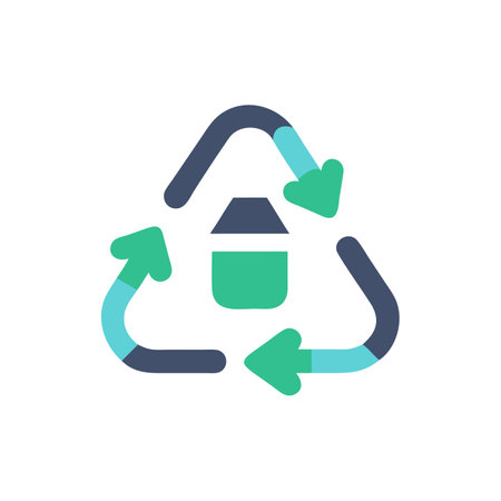 Recycling icon. Flat color design. Vector Illustration.のイラスト素材