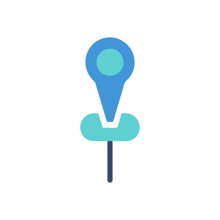 Map pin icon in flat color style. Pin point location navigation routeのイラスト素材