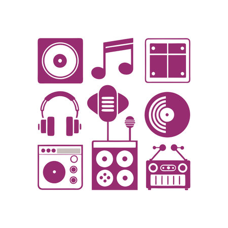 Set of music and entertainment icons.のイラスト素材