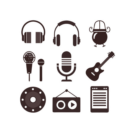 Set of music and entertainment icons.のイラスト素材