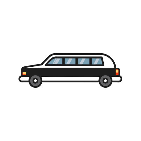 Limousine icon in flat style isolated on white background. Limousine symbolのイラスト素材