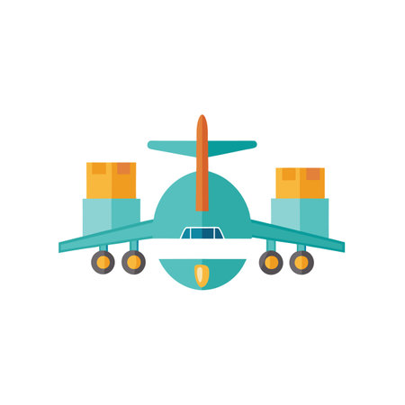 Airplane icon in flat color style. Freight transport, cargo transportationのイラスト素材