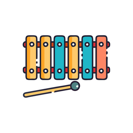 Xylophone flat color icon. Xylophone isolated vector illustrationのイラスト素材
