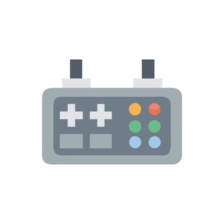 Gamepad icon in flat color style. Videogame controller entertainment