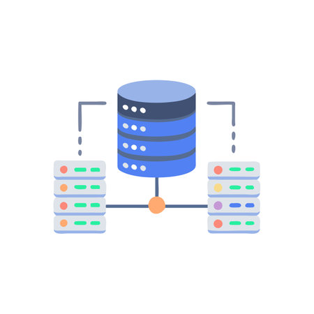 Database server icon in flat color style. Data center data center hostingのイラスト素材