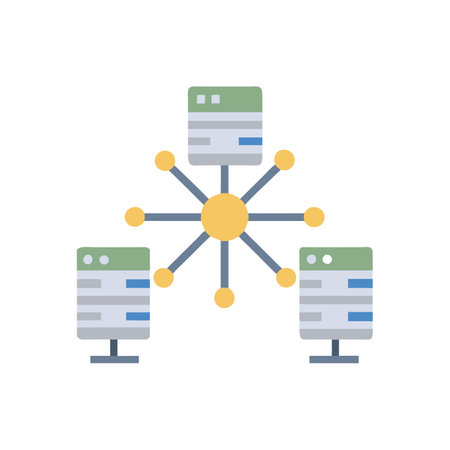 Database server icon. Flat color design. Vector illustration. Network concept.のイラスト素材