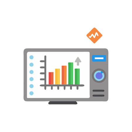 Analytics and statistics icon in flat color style. Business data analysisのイラスト素材