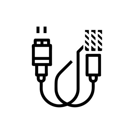 Audio cable icon vector. A thin line sign. Isolated contour symbol illustrationのイラスト素材