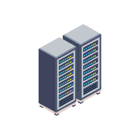 Isometric server room icon in flat 3d style on a white backgroundのイラスト素材