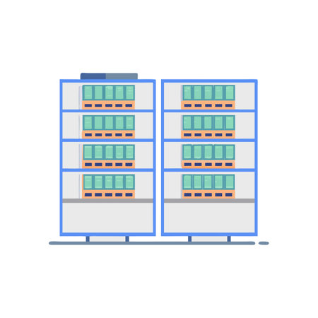 Server room flat color icon. Data center, hosting, data center. Vector illustrationのイラスト素材