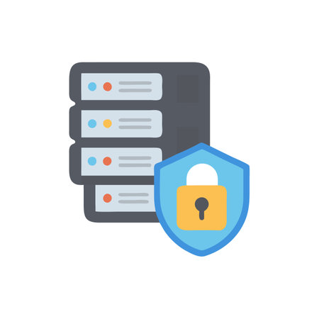 Data security icon in flat color style. Data protection, vector illustration.のイラスト素材