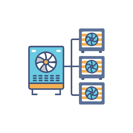 Computer cooling system line icon, vector graphics, a linear pattern on a white background.のイラスト素材