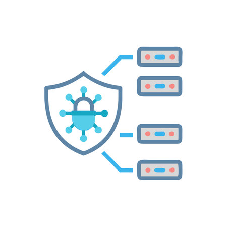 Data protection, antivirus, virus, firewall, vector icon, flat designのイラスト素材