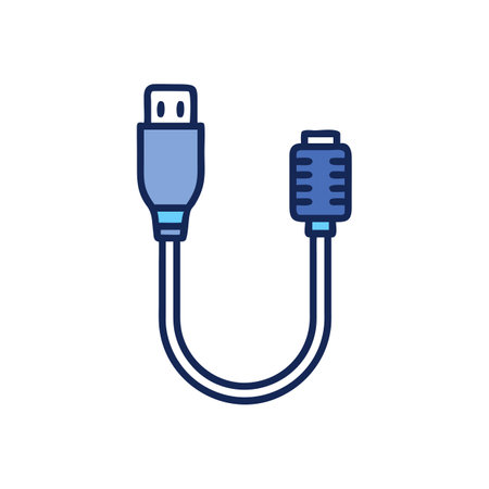 usb cable plug icon over white background, line style, vector illustrationのイラスト素材