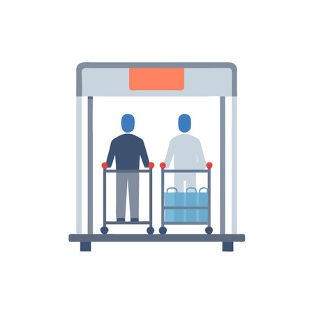 Man and woman in elevator flat color icon. Isolated vector illustrationのイラスト素材